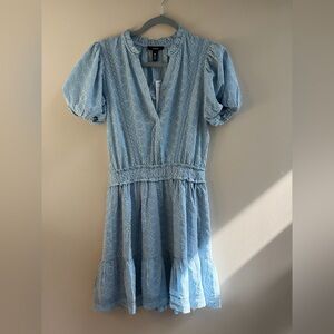 Aqua Eyelet Mini Dress